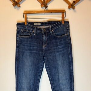 AG Adriano Goldschmied Dark “the Stevie Slim Straight” Blue Denim Jeans